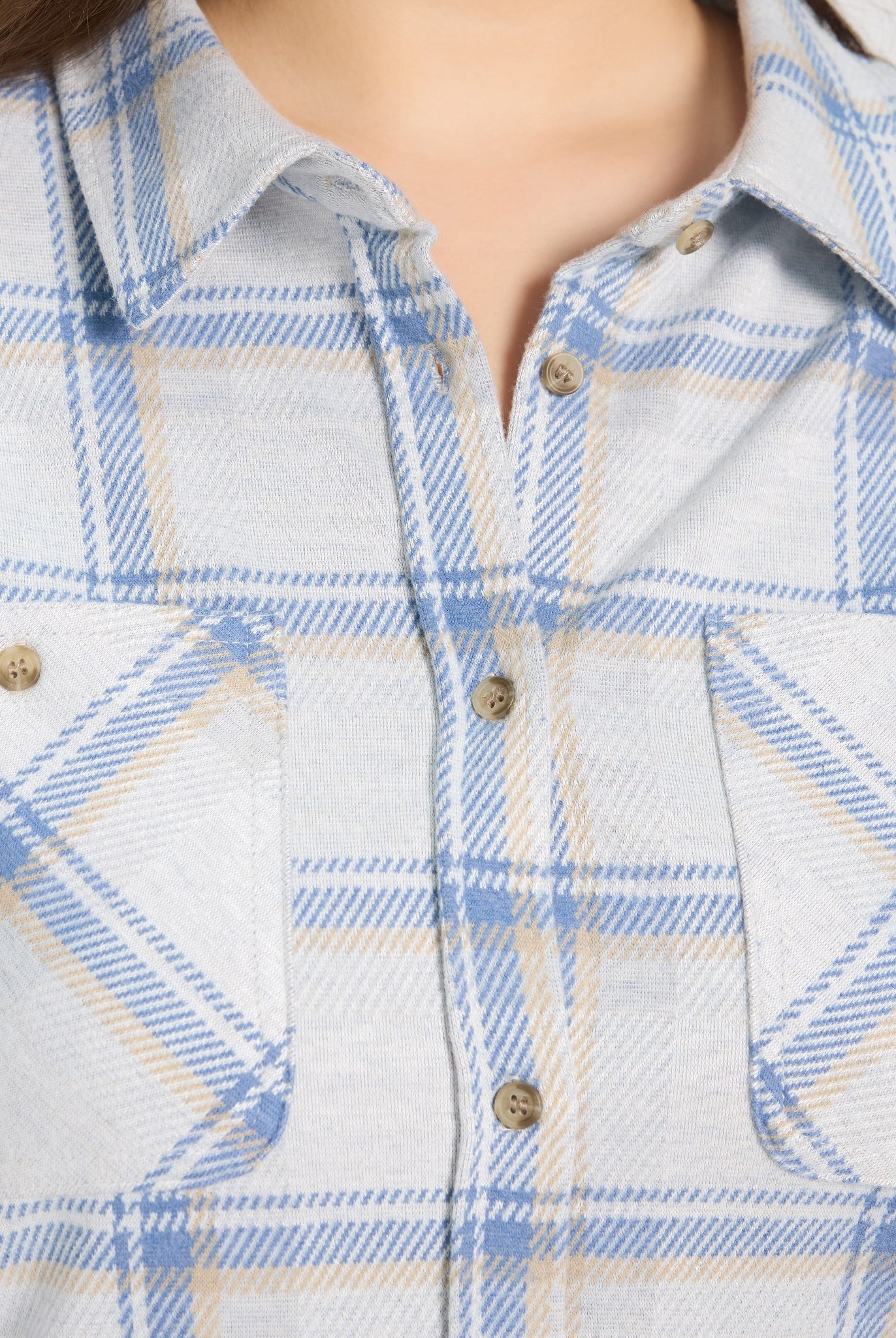 Cream Blue Plaid $|& Thread & Supply Lewis Plaid Shirt - SOF Full Front