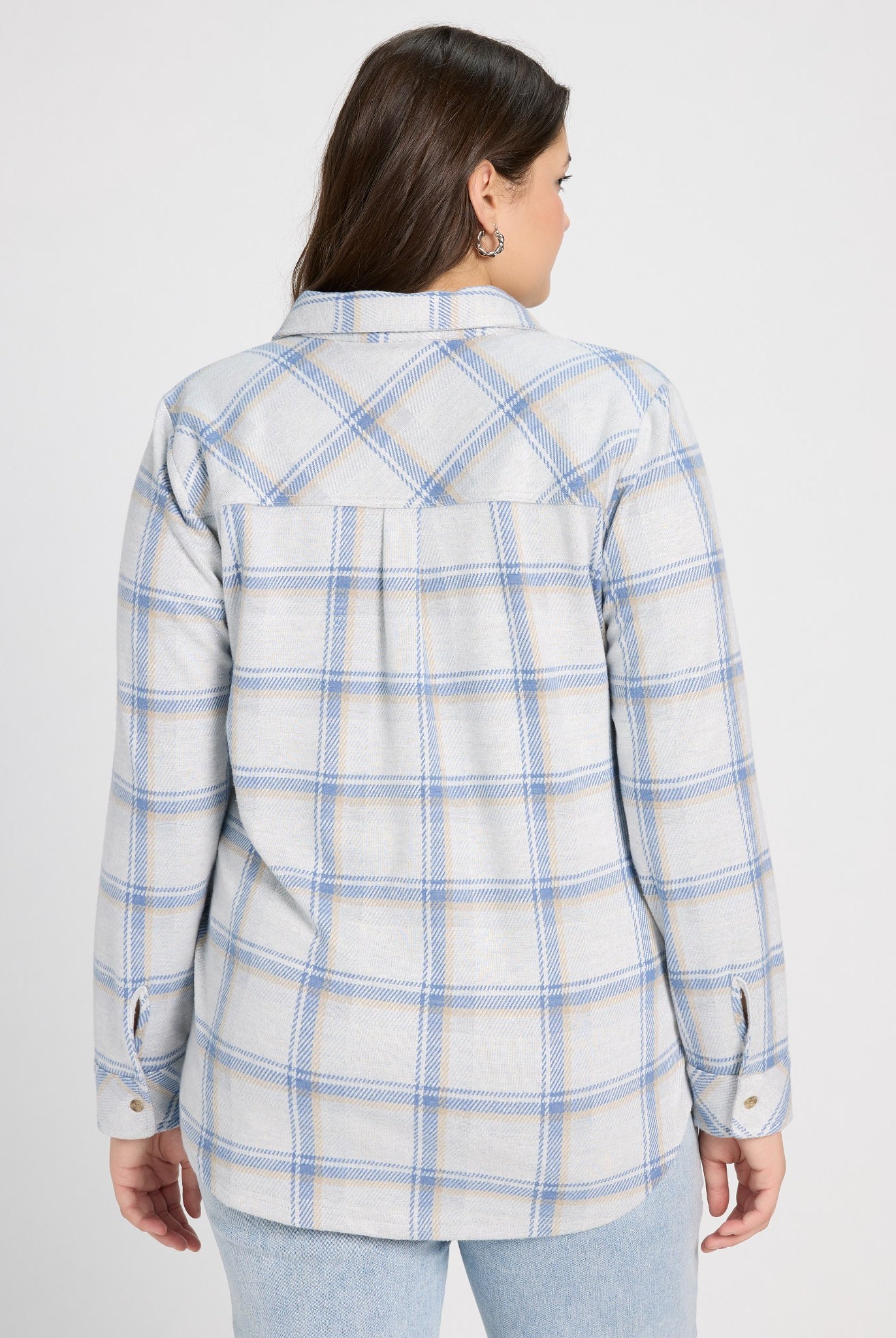 Cream Blue Plaid $|& Thread & Supply Lewis Plaid Shirt - SOF Back