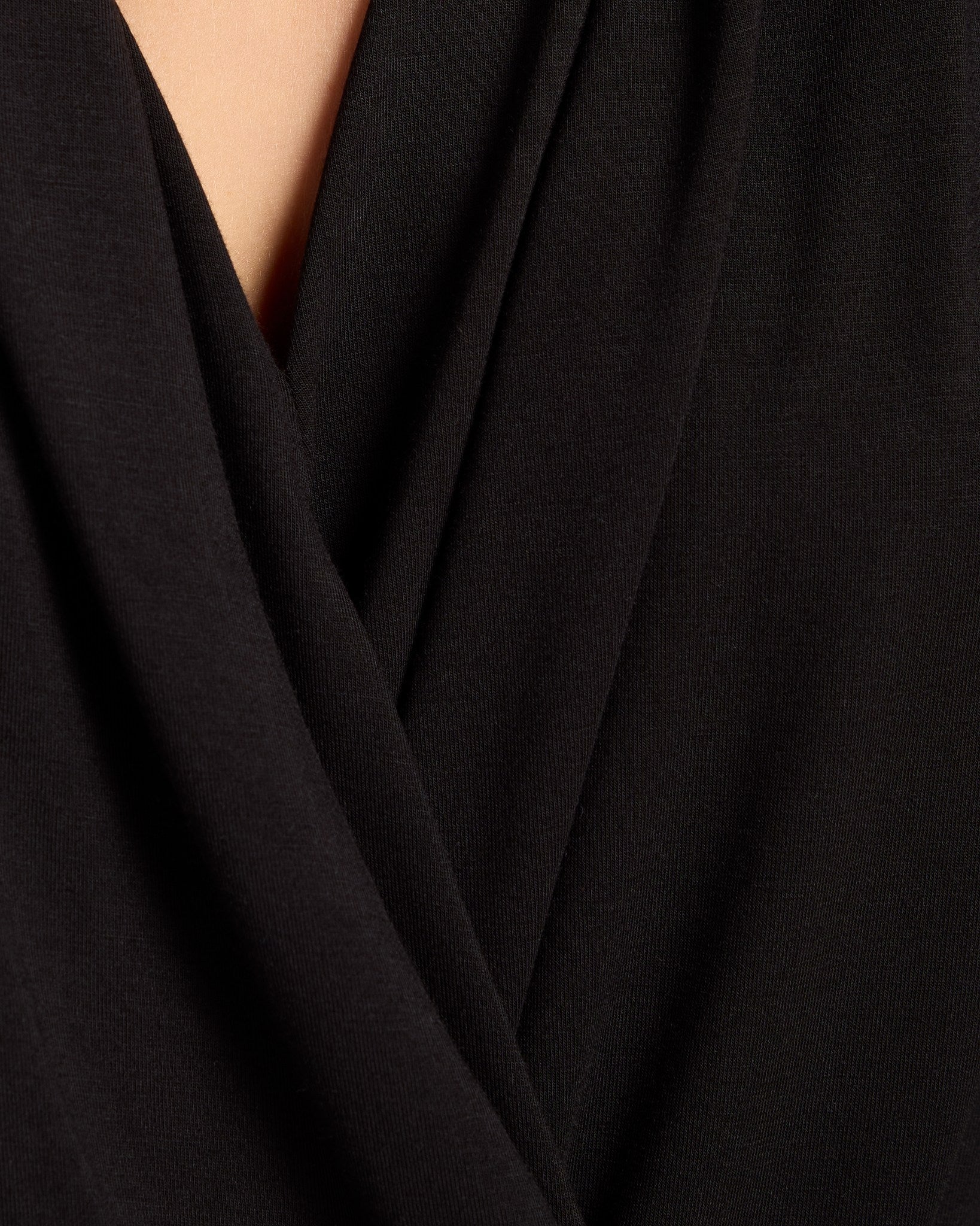 Black $|& Ariella Long Sleeve Cupro Surplice Top - SOF Detail