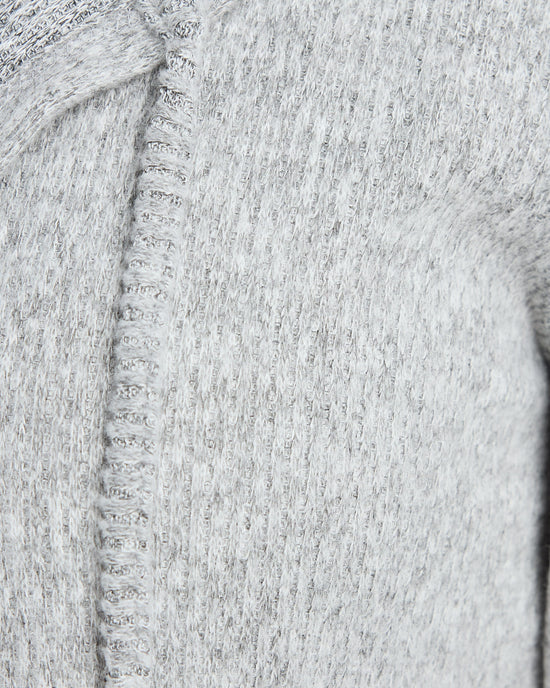 Heather Grey $|& Loveappella Hooded Cardigan with Tie Front - SOF Detail