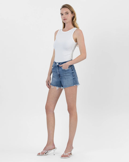 Divina Blue $|& Vervet High Rise Frayed Hem Short - Hanger Front