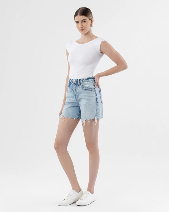 Sensible Blue $|& Vervet High Rise Midi Short - Hanger Front
