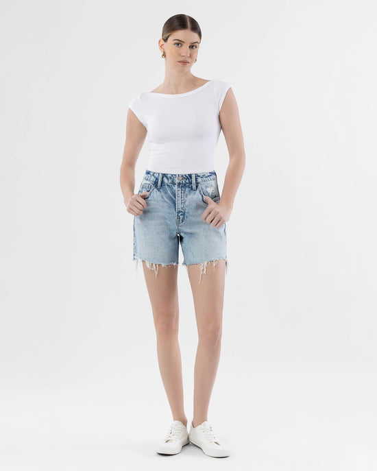 Sensible Blue $|& Vervet High Rise Midi Short - VOF Detail