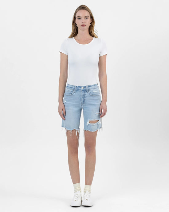 Methodical Blue $|& Vervet High Rise Bermuda Short - VOF Detail
