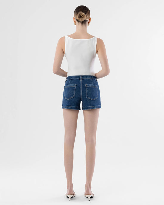 Sugar Blue $|& Vervet High Rise Trouser Shorts - Hanger Side