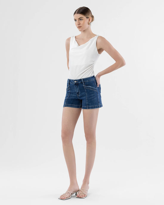 Sugar Blue $|& Vervet High Rise Trouser Shorts - Hanger Front