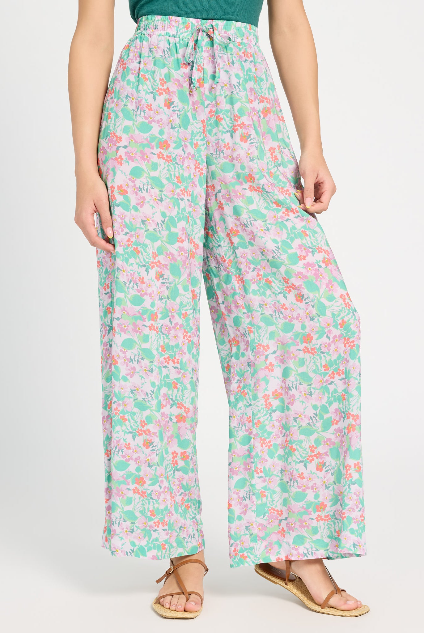 Mauve Mist Floral $|& SEAS Zuma Smocked Waist Pant - SOF Front