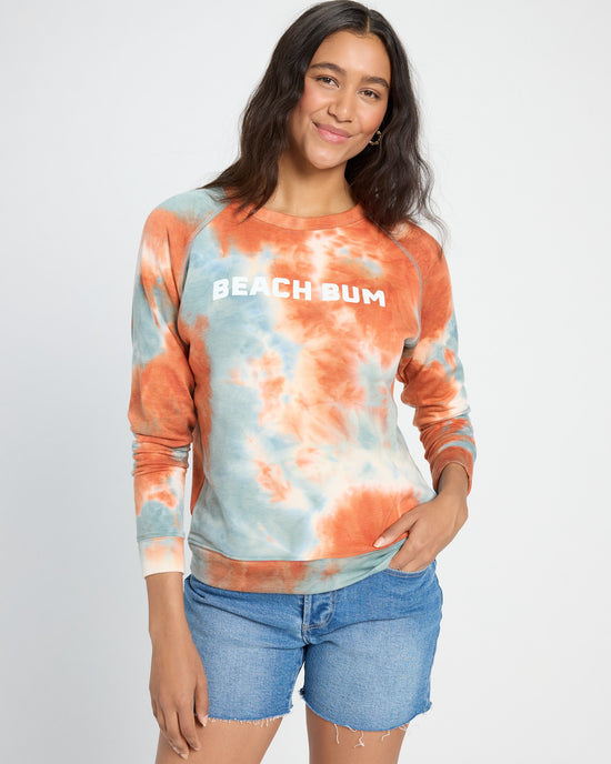 Deep Teal Tie Dye $|& SEAS Beach Bum Tie Dye Graphic Pullover - SOF Front