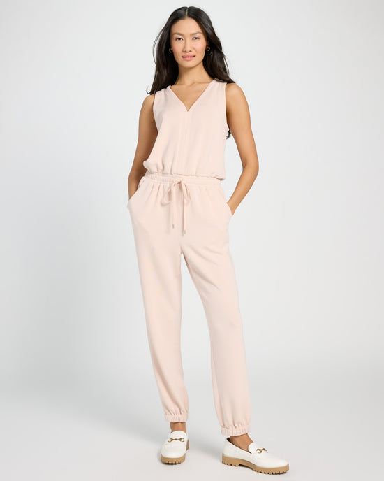 Pale Blush $|& Skies Are Blue Soft Modal Sleeveless Jumpsuit - SOF Front