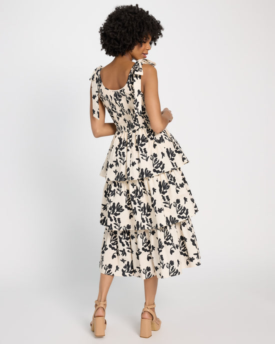 Ivory/Black $|& Skies Are Blue Poplin Tiered Midi Dress with Smocking - SOF Back