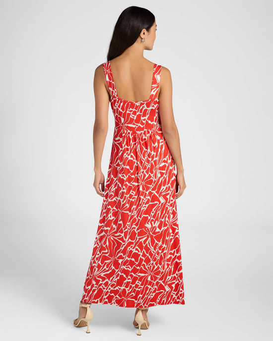 Electric Red $|& Loveappella Printed V Strap Maxi Dress - SOF Back