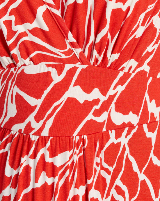 Electric Red $|& Loveappella Printed V Strap Maxi Dress - SOF Detail