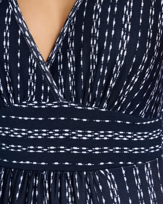 Navy $|& Loveappella Printed V-Neck Knit Maxi - SOF Detail