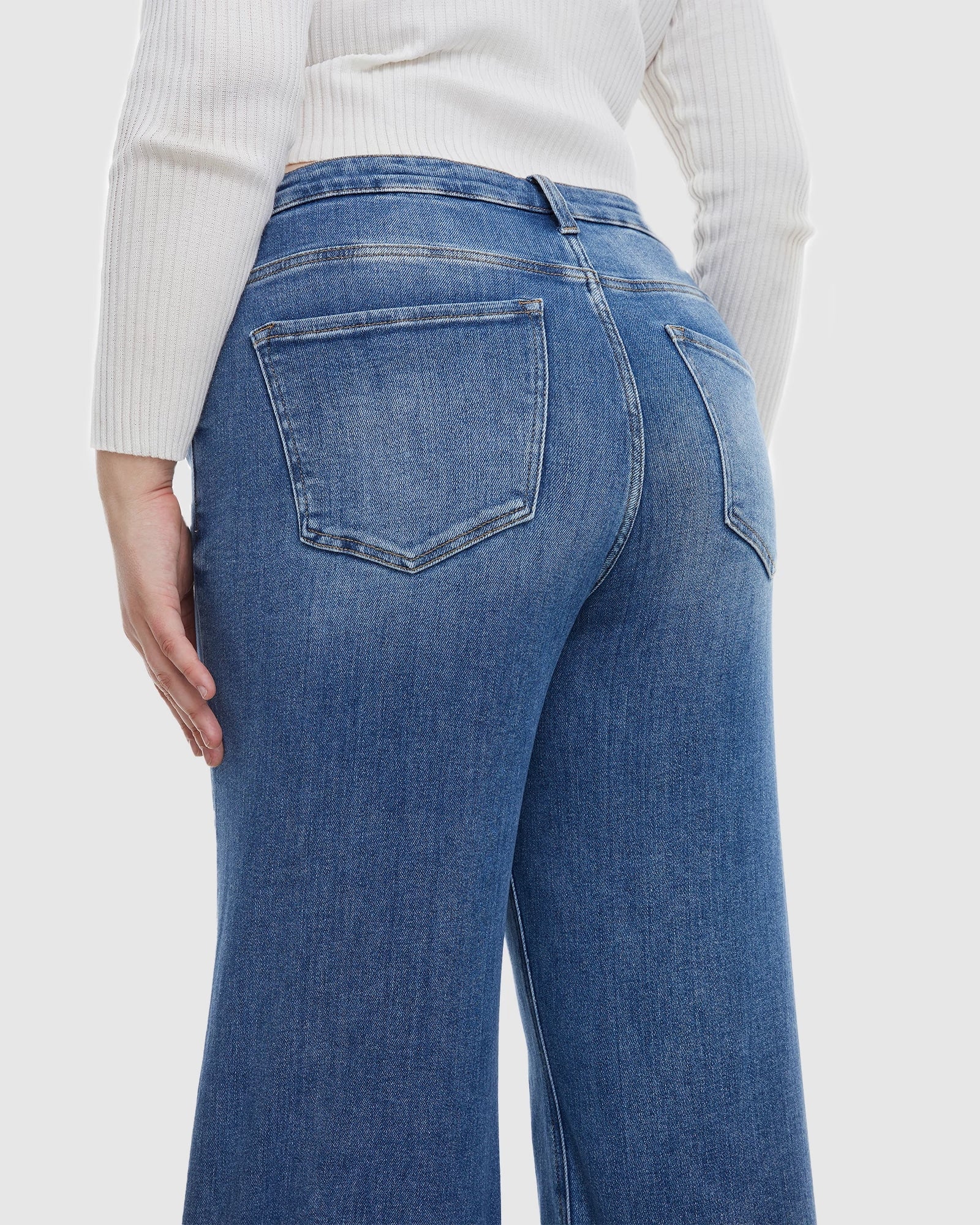 Blue Lotus $|& Bayeas High Rise Wide Leg With Frayed Hem - VOF Back