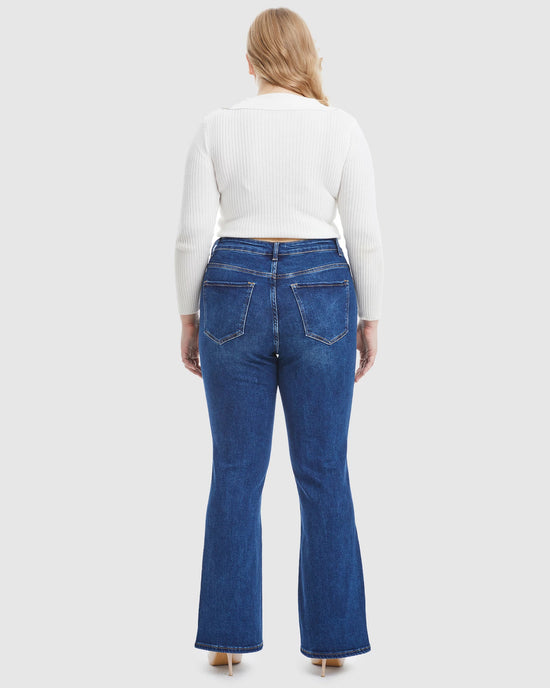Deep Sea Blue $|& Bayeas High Rise Bootcut Jeans - VOF Back
