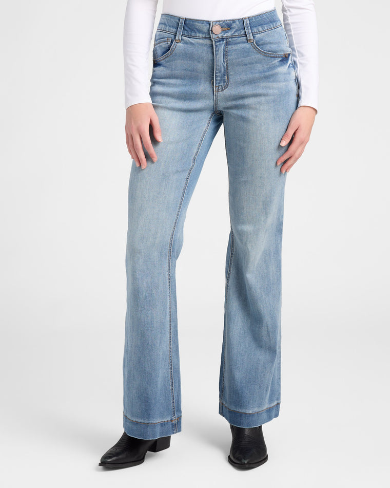 Light Blue Artisanal $|& Democracy Absolution Retro Flare Leg Jeans - SOF Front