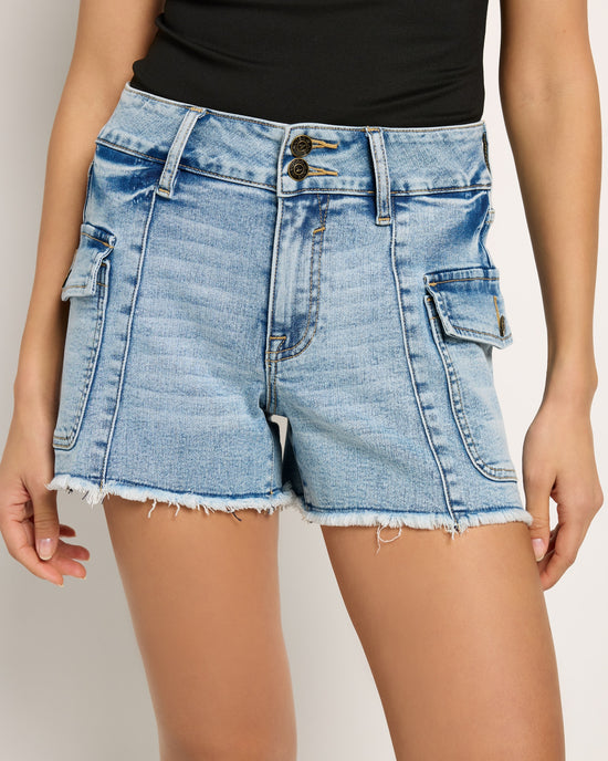 Medium Wash Blue $|& Vigoss Ace Cargo Cut Off Short - SOF Front