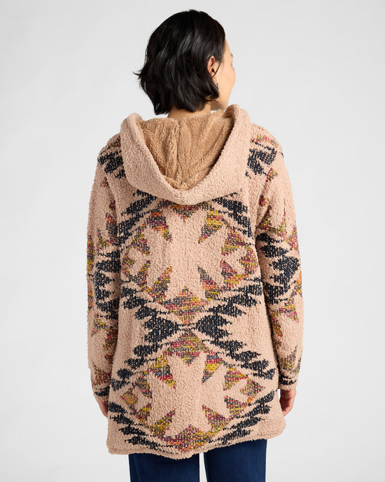 Camel $|& Woven Heart Tribal Fleece Lined Hooded Cardigan - SOF Back