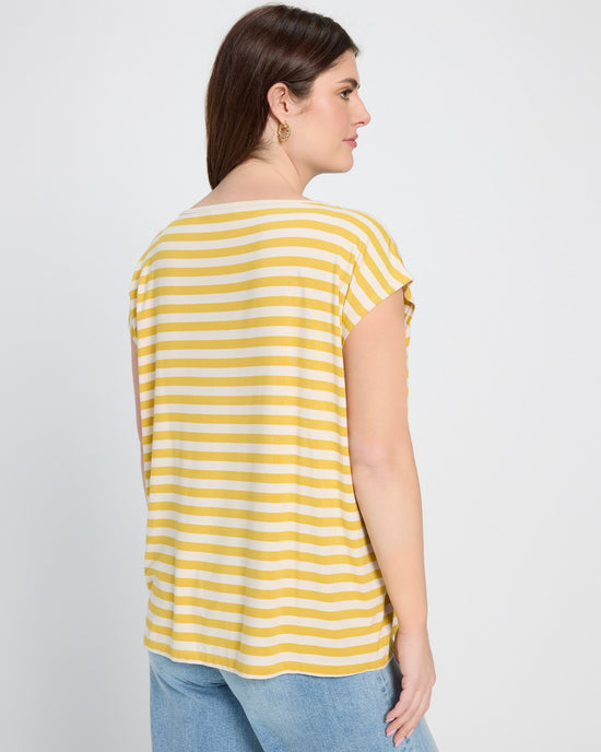 Amber Haze Stripe $|& SEAS Brentwood Boat Neck Stripe Top - SOF Back