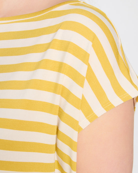 Amber Haze Stripe $|& SEAS Brentwood Boat Neck Stripe Top - SOF Full Front