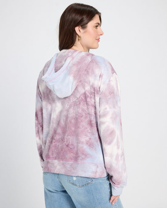 Mauve Mist Purple $|& SEAS Tie Dye Sweater Knit Full Zip Hoodie - SOF Back