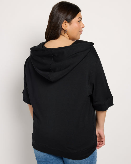Black $|& SEAS Short Sleeve Fleece Zip Up - SOF Back