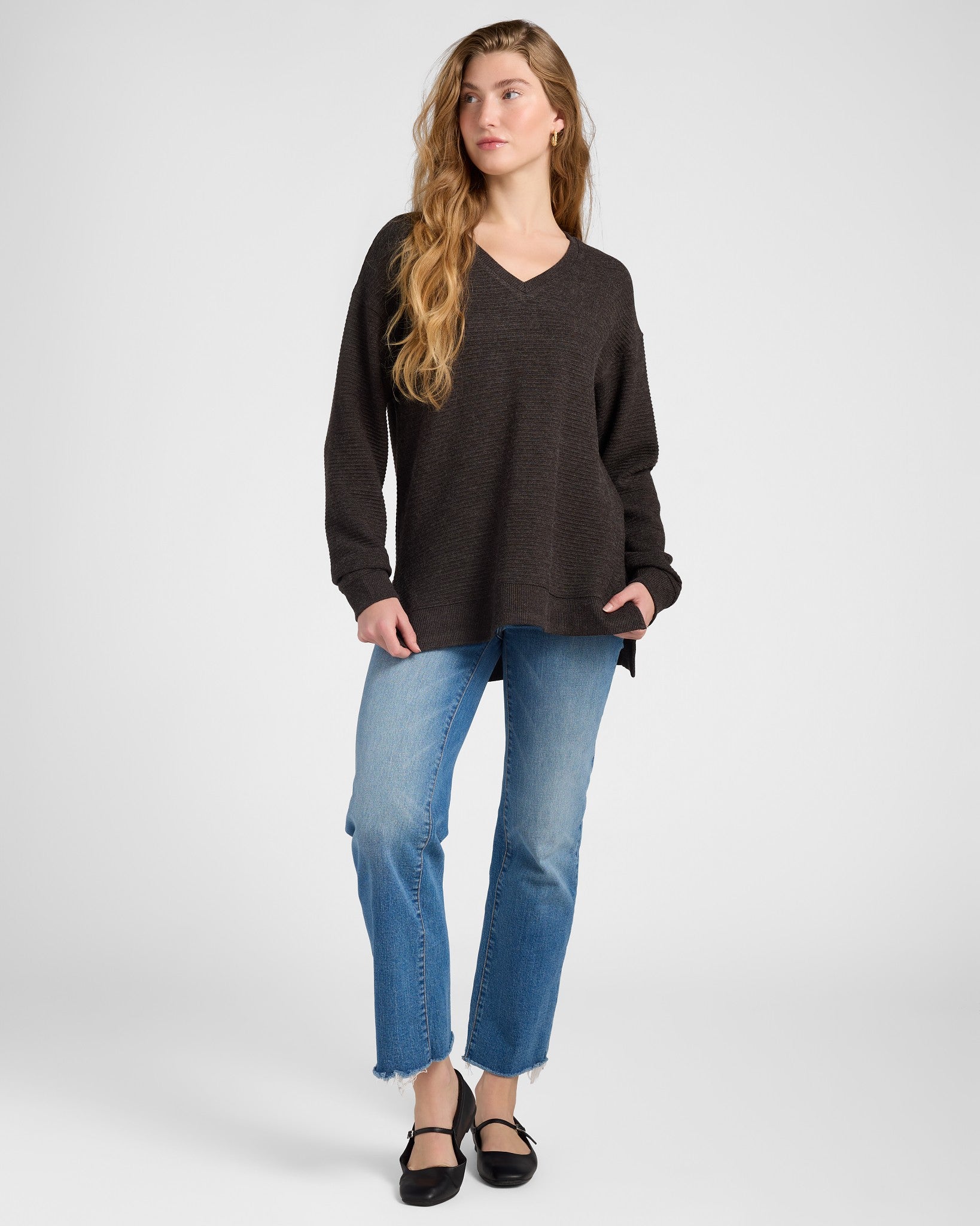 Black Heather $|& Thread & Supply Adelynn Sweater Top - SOF Full Front