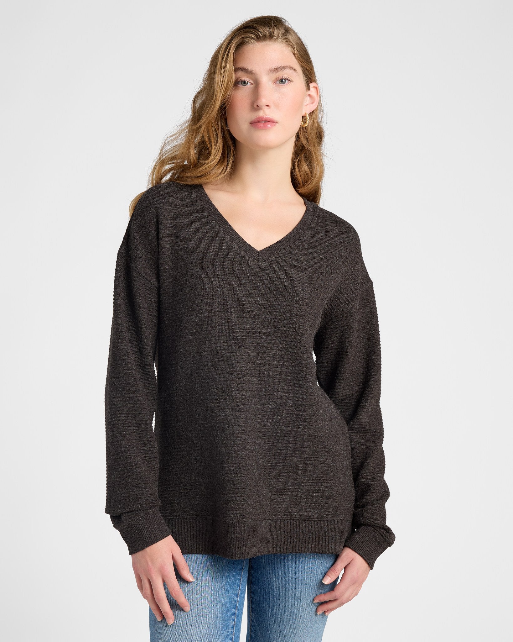 Black Heather $|& Thread & Supply Adelynn Sweater Top - SOF Front