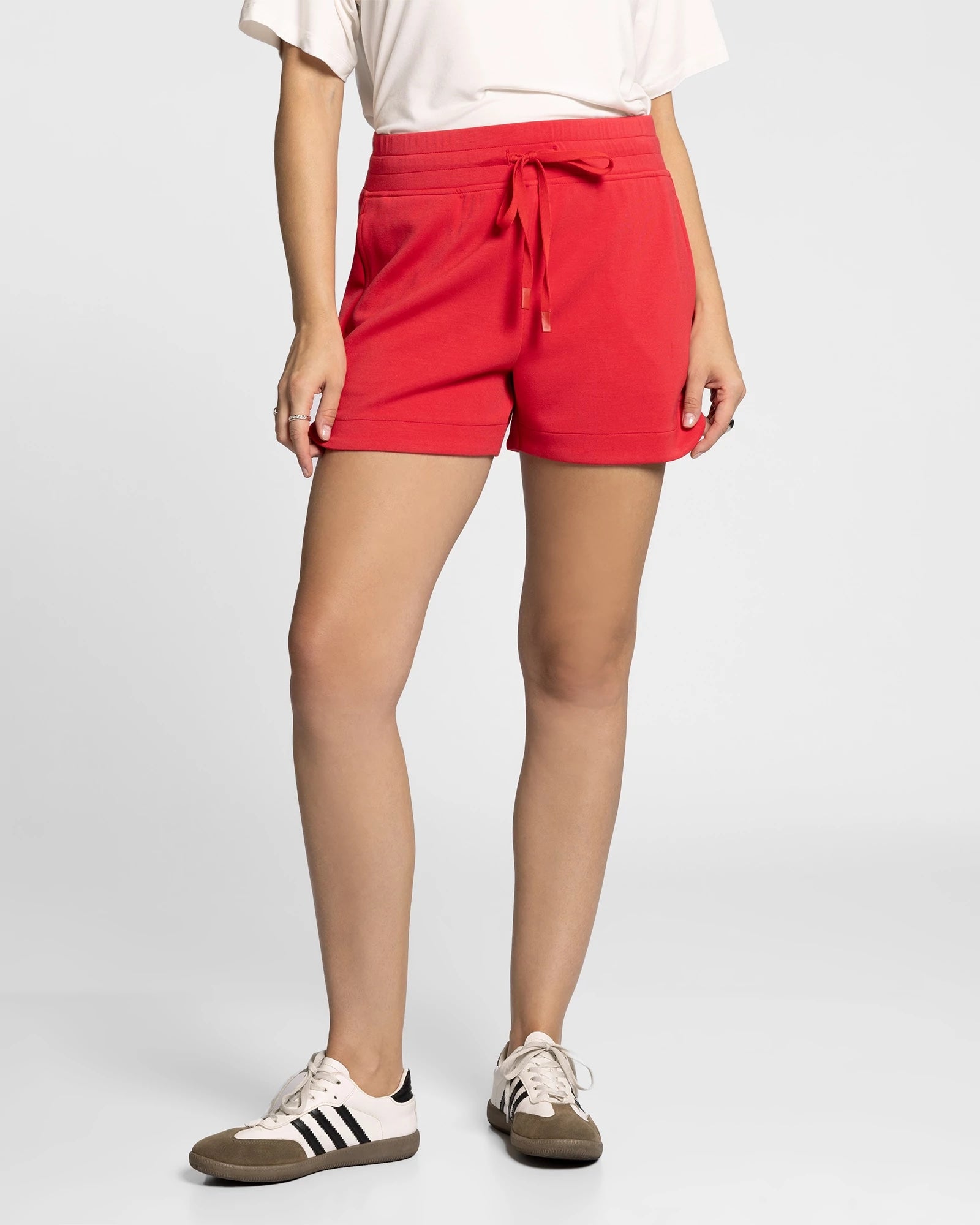 Red $|& Thread & Supply Rosie Scuba Shorts - VOF Detail
