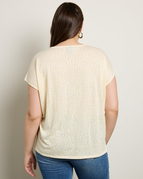 Pale Banana Wavy Stripe $|& Bobeau Caty Relaxed Striped Tee - SOF Back