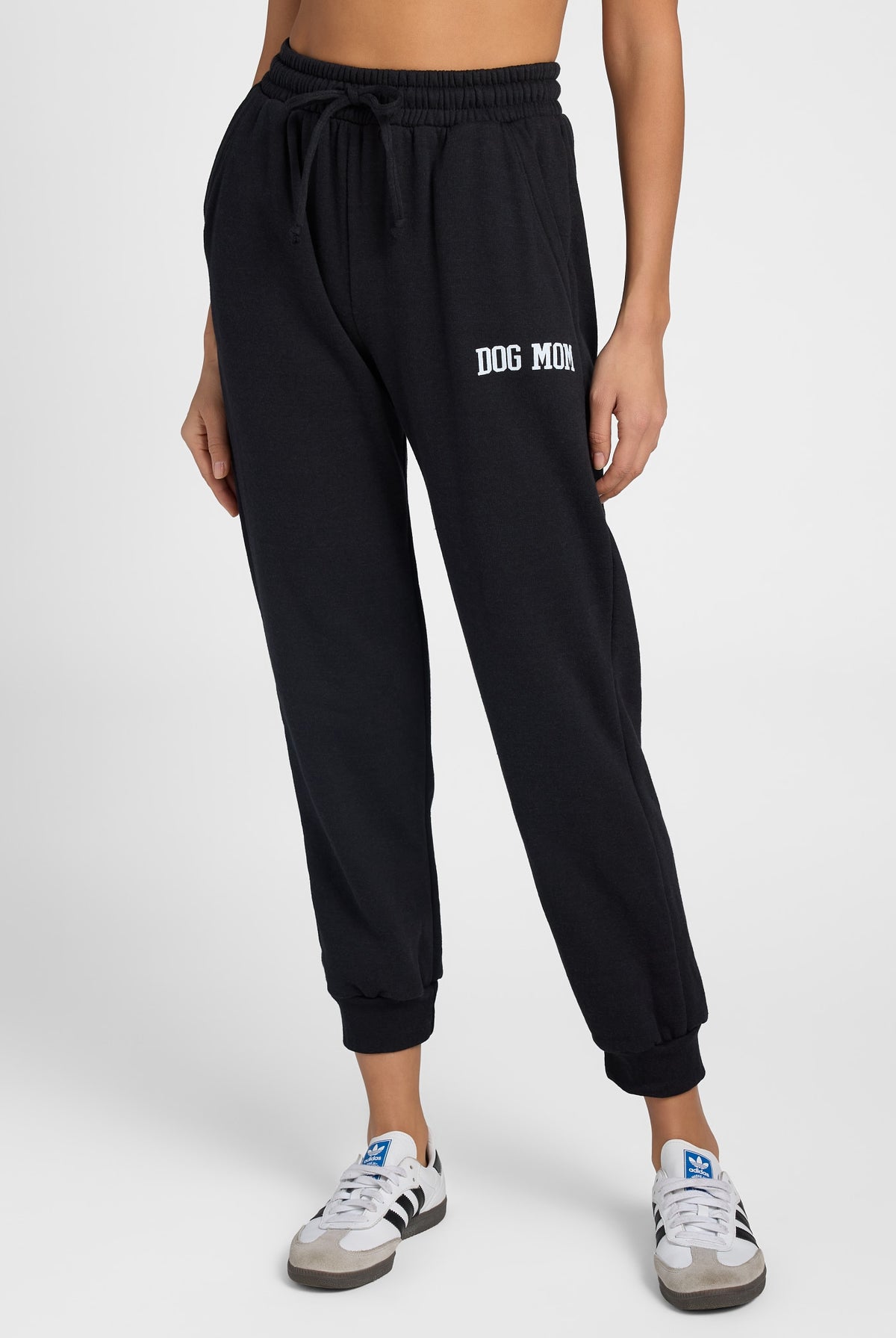 Black $|& Interval Dog Mom Graphic Joggers - SOF Front
