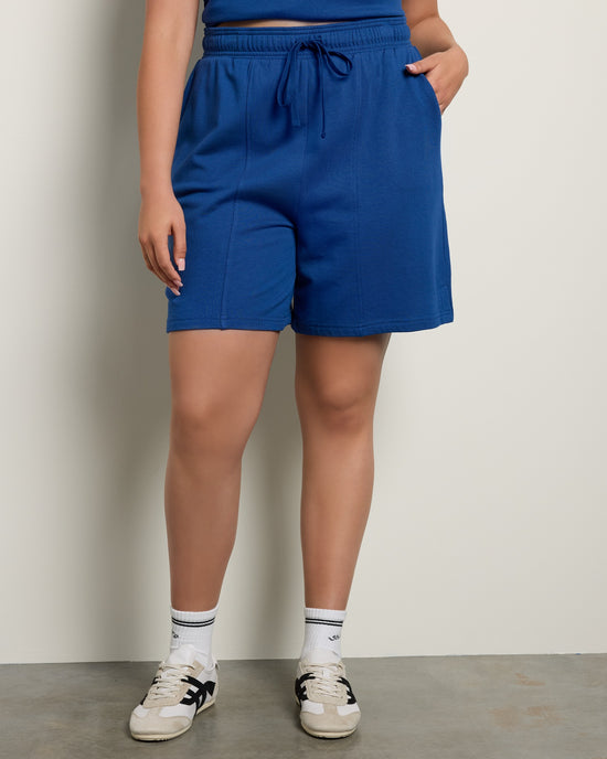Navy Peony $|& Thread & Supply Paulie French Terry Shorts - SOF Front
