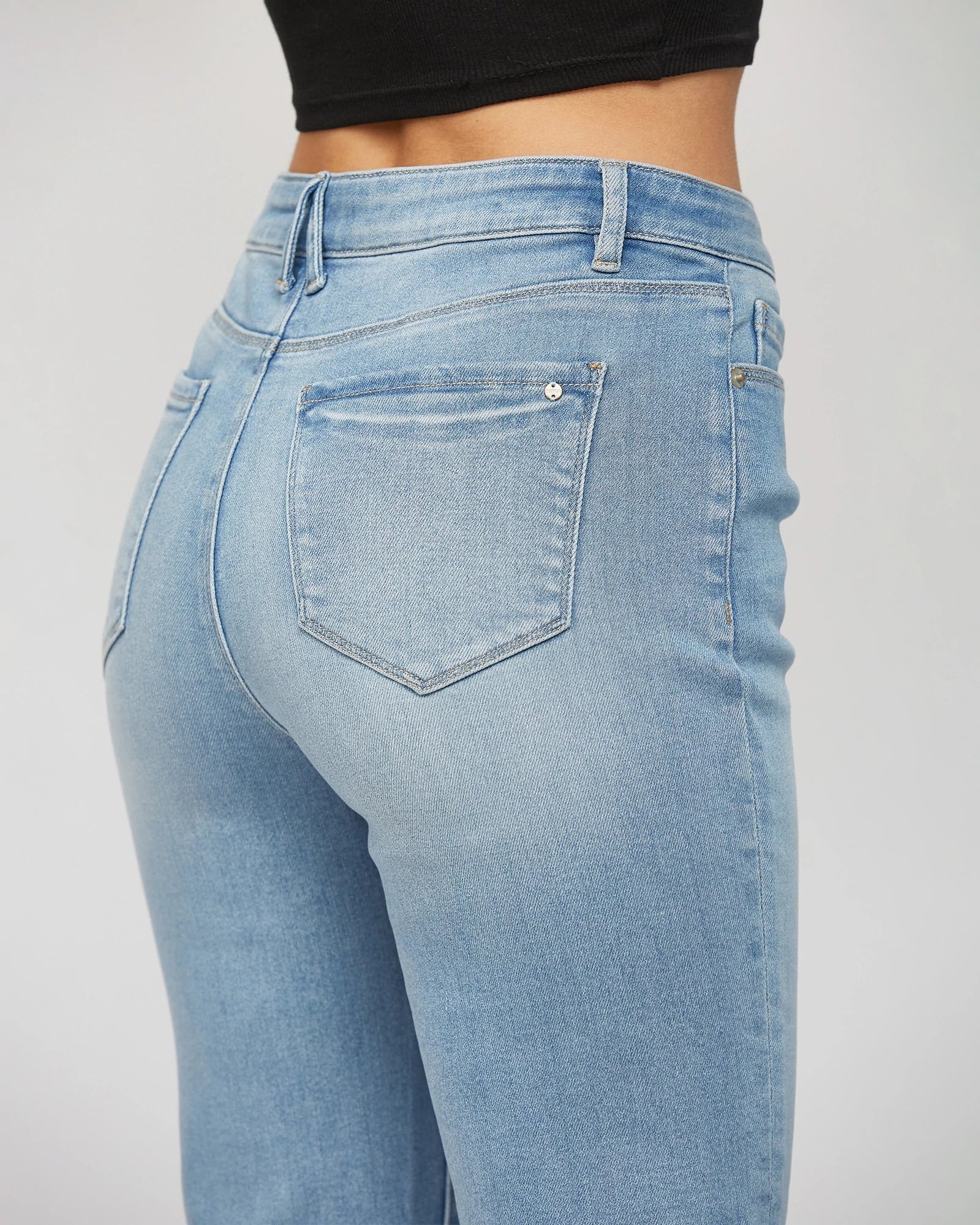 Power Blue $|& Mica Denim Super Soft Cropped Flare Leg Jeans - VOF Detail