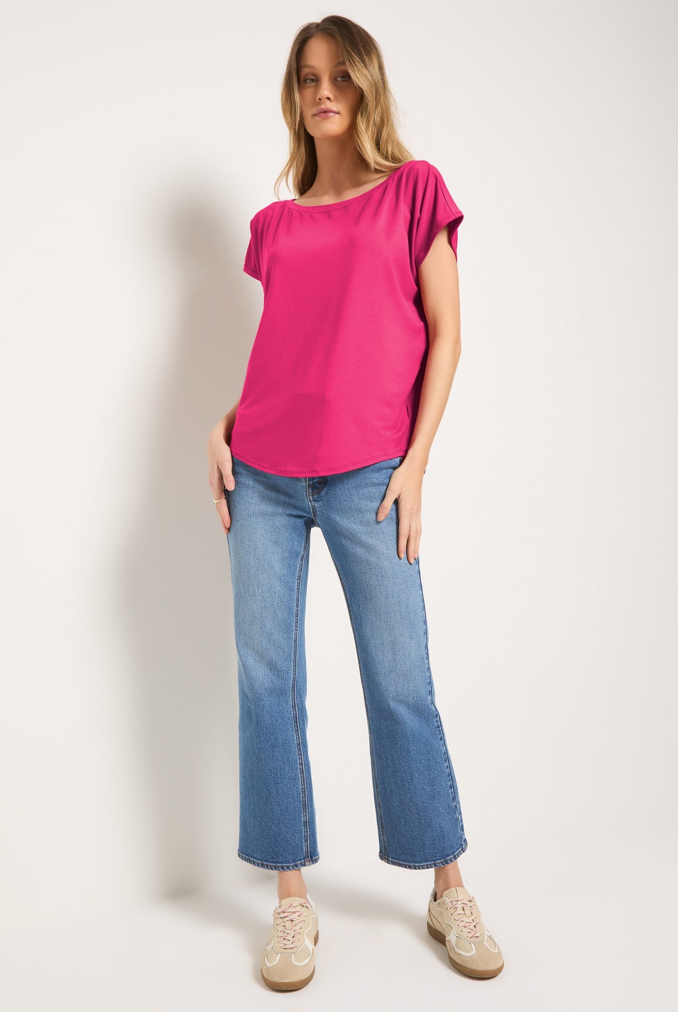 Magenta $|& SEAS Edgewater Off The Shoulder Tee - UGC On Fig