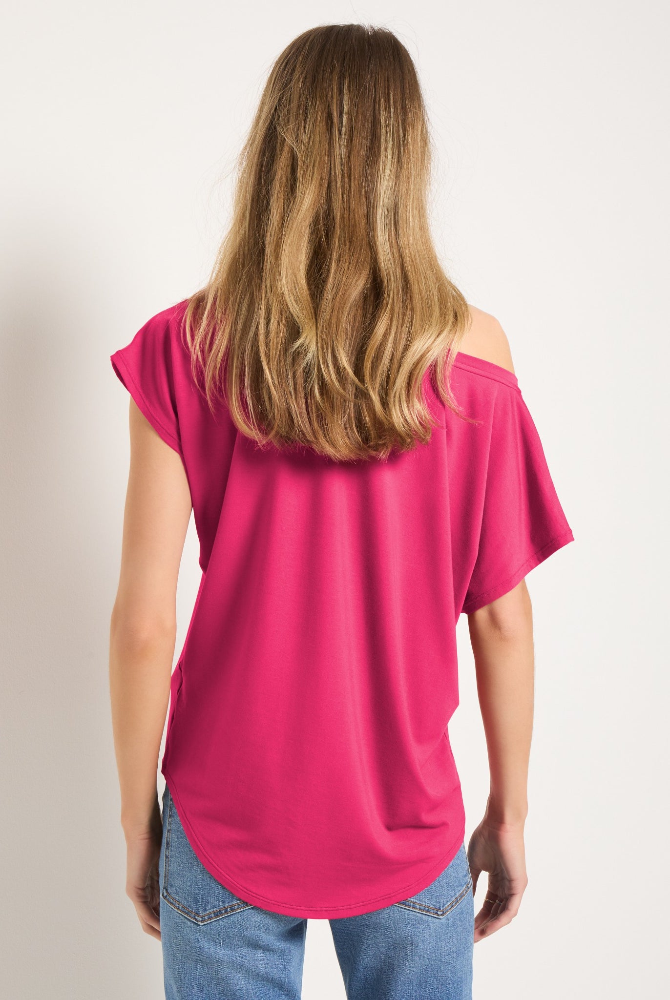 Magenta $|& SEAS Edgewater Off The Shoulder Tee - SOF Back