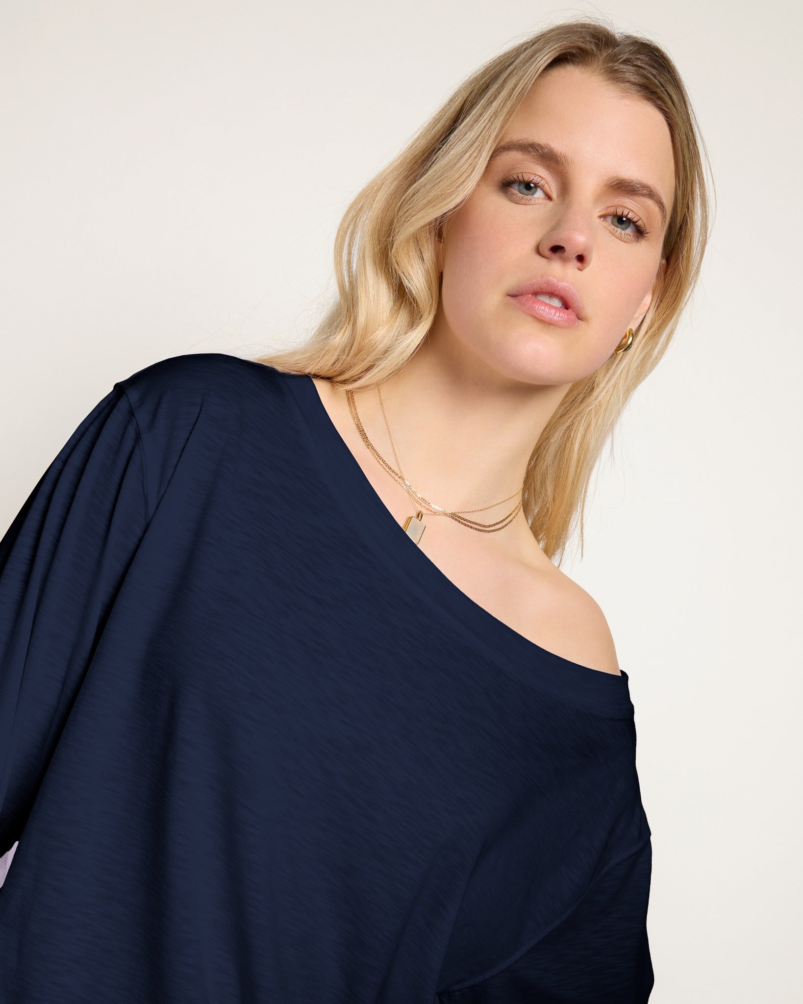 Sapphire $|& SEAS Brooksville Slub Off The Shoulder Top - SOF Full Front