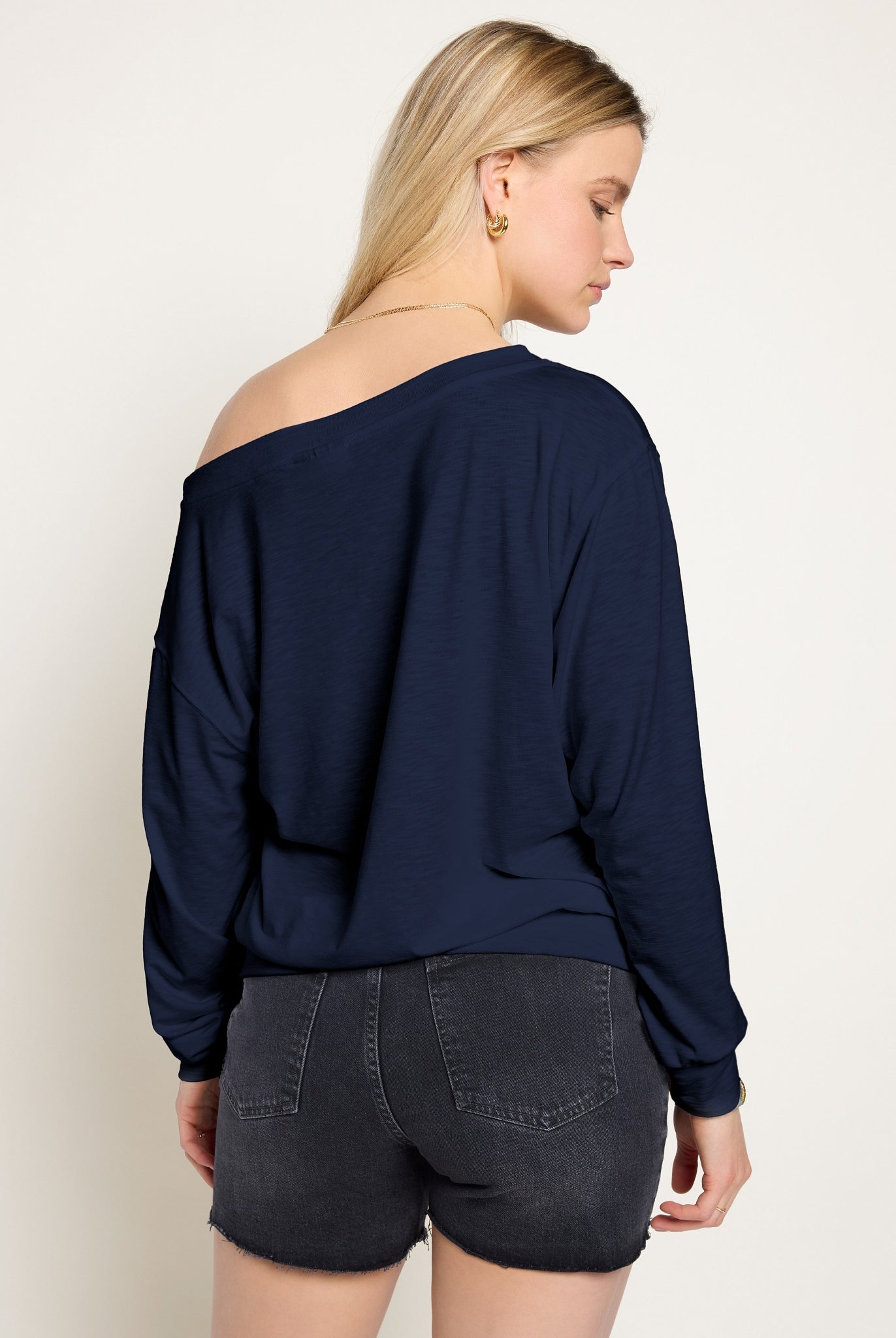 Sapphire $|& SEAS Brooksville Slub Off The Shoulder Top - SOF Back