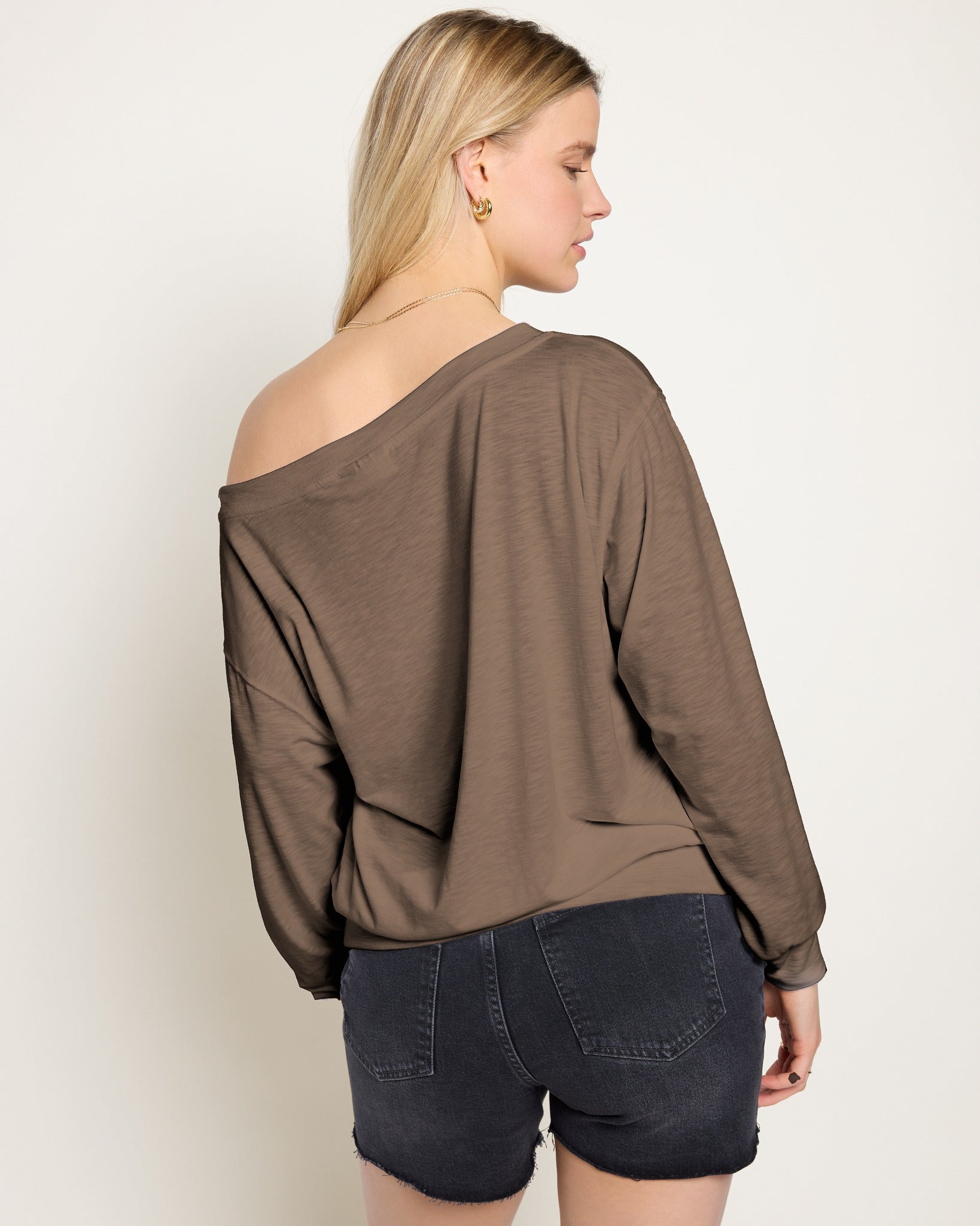 Truffle $|& SEAS Brooksville Slub Off The Shoulder Top - SOF Back