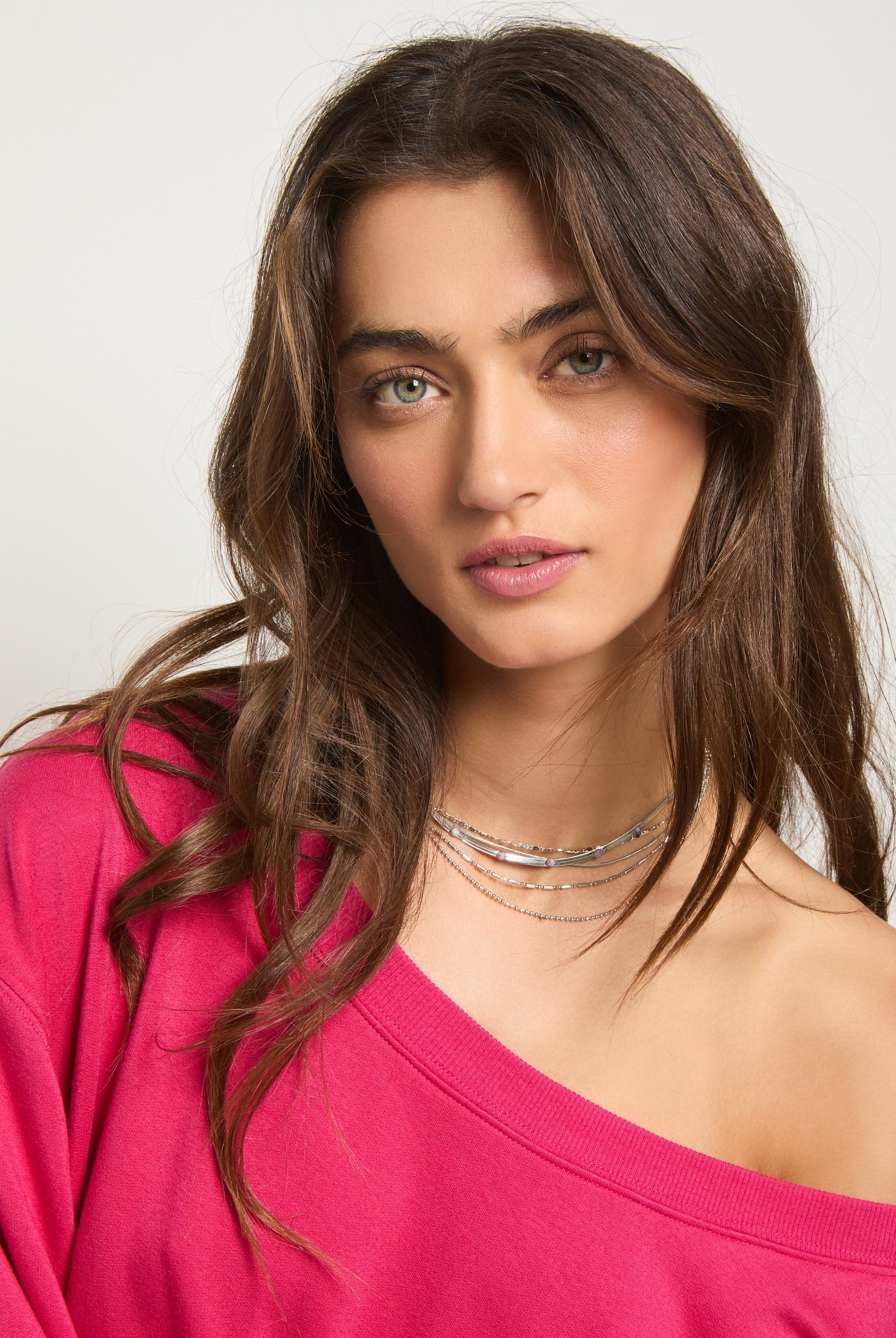 Magenta $|& SEAS Brooksville One Shoulder Sweatshirt - SOF Detail