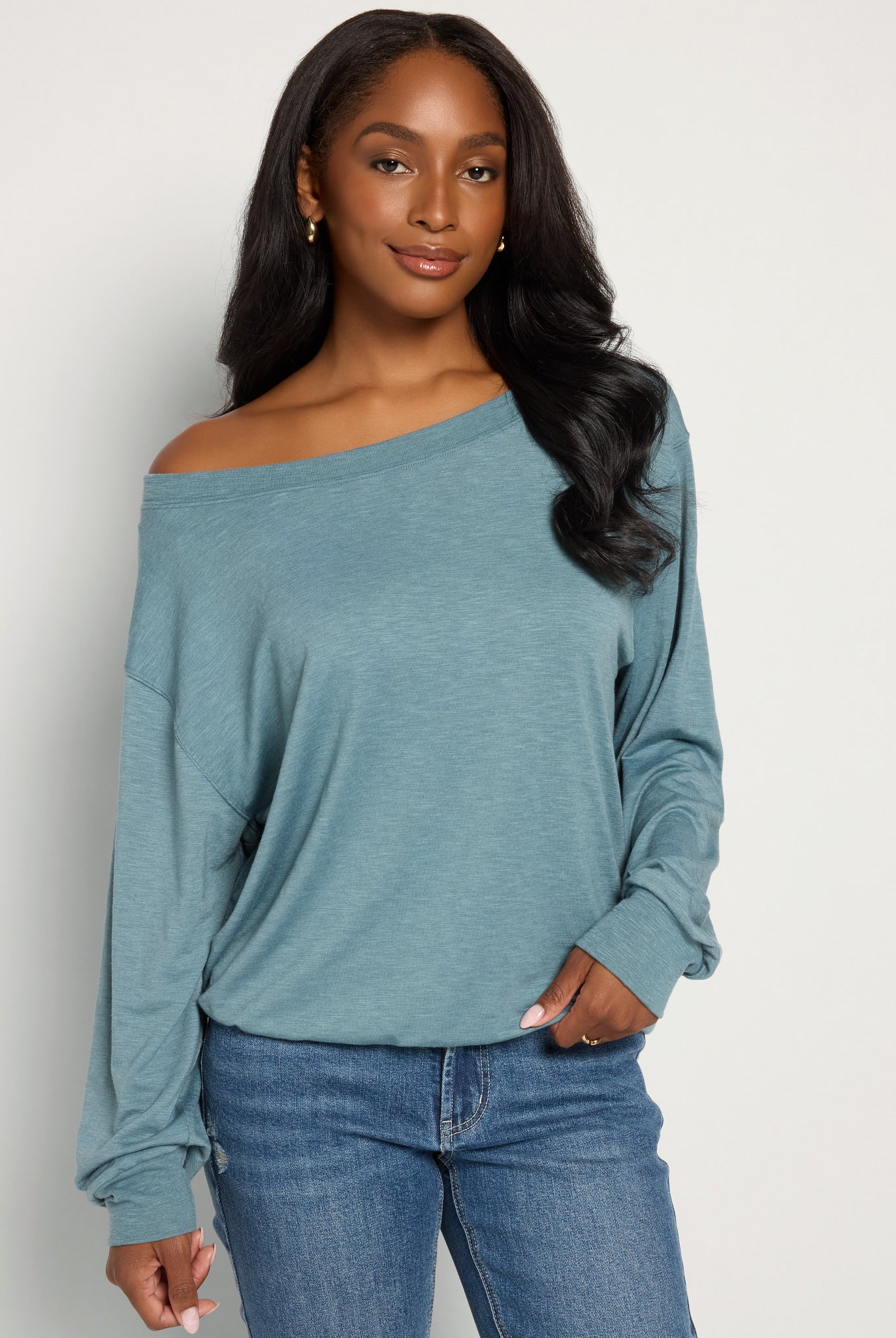 Lagoon $|& SEAS Brooksville Slub Off The Shoulder Top - SOF Front