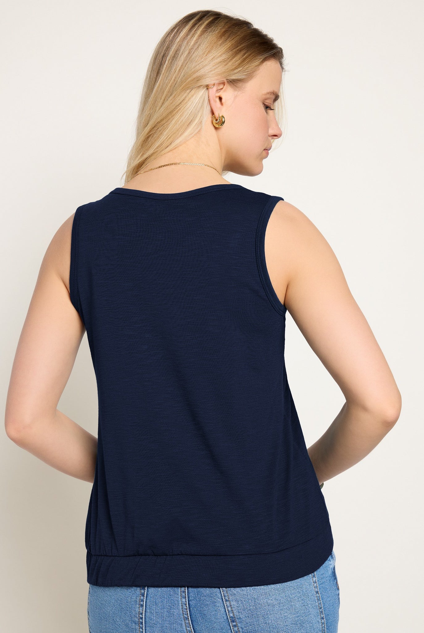 Sapphire $|& SEAS Redwood City Banded Slub Tank - SOF Back