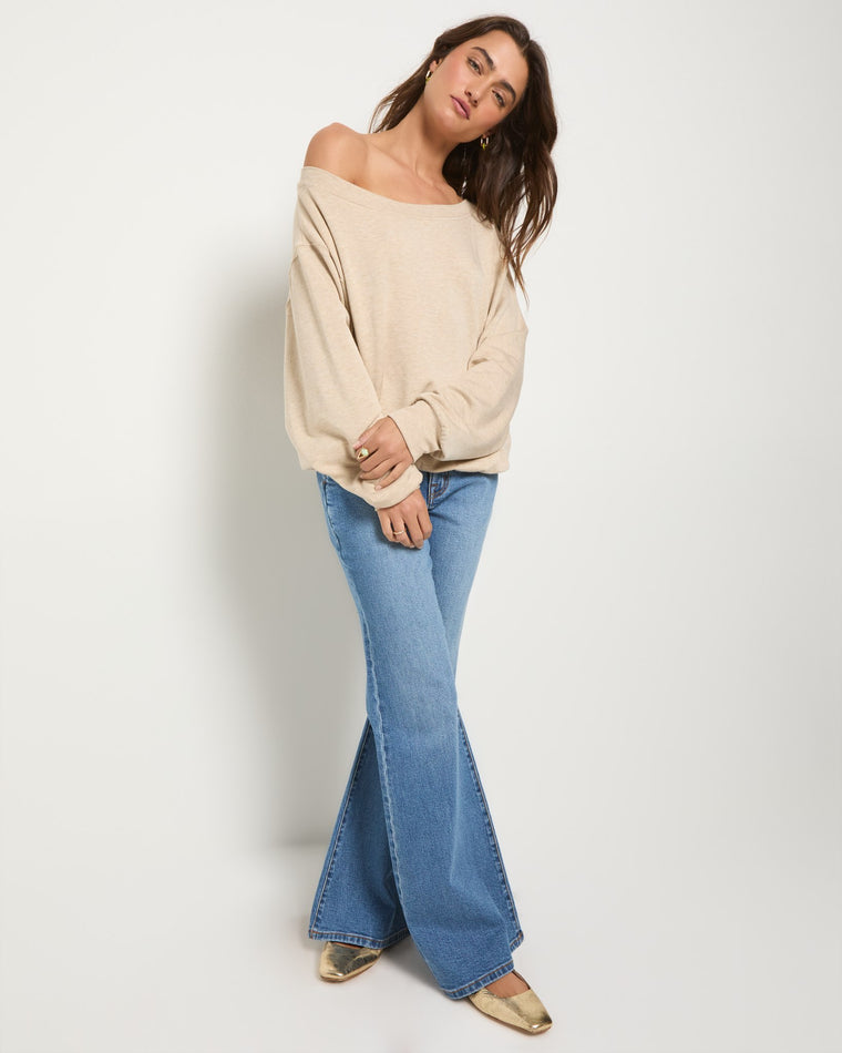 Oatmeal Heather $|& SEAS Brooksville One Shoulder Sweatshirt - UGC On Fig