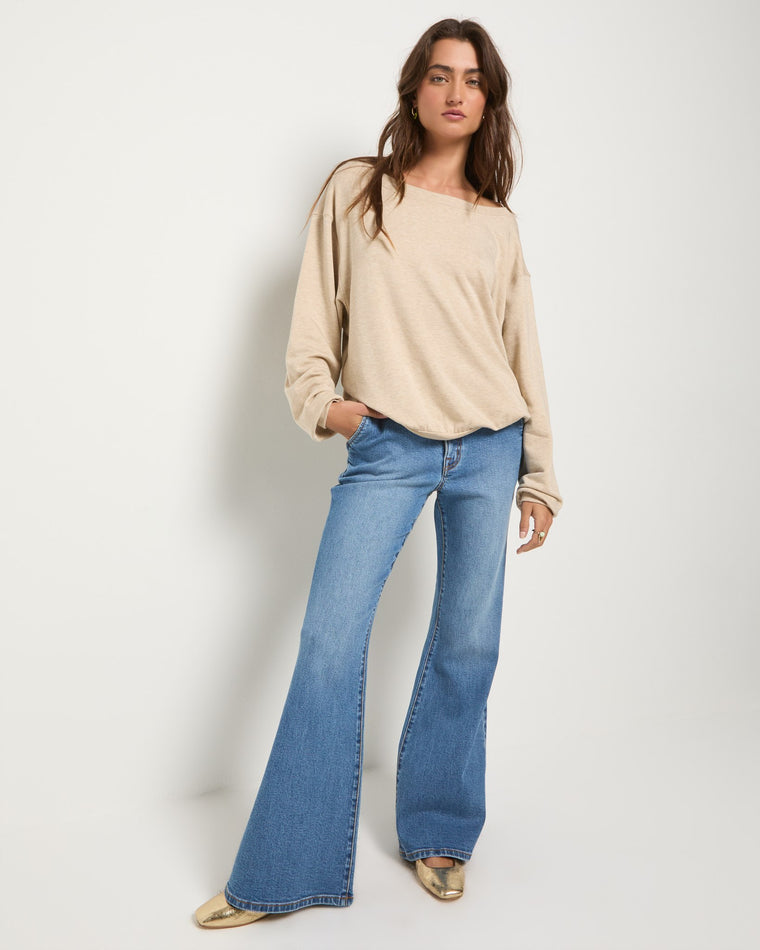 Oatmeal Heather $|& SEAS Brooksville One Shoulder Sweatshirt - VOF Side