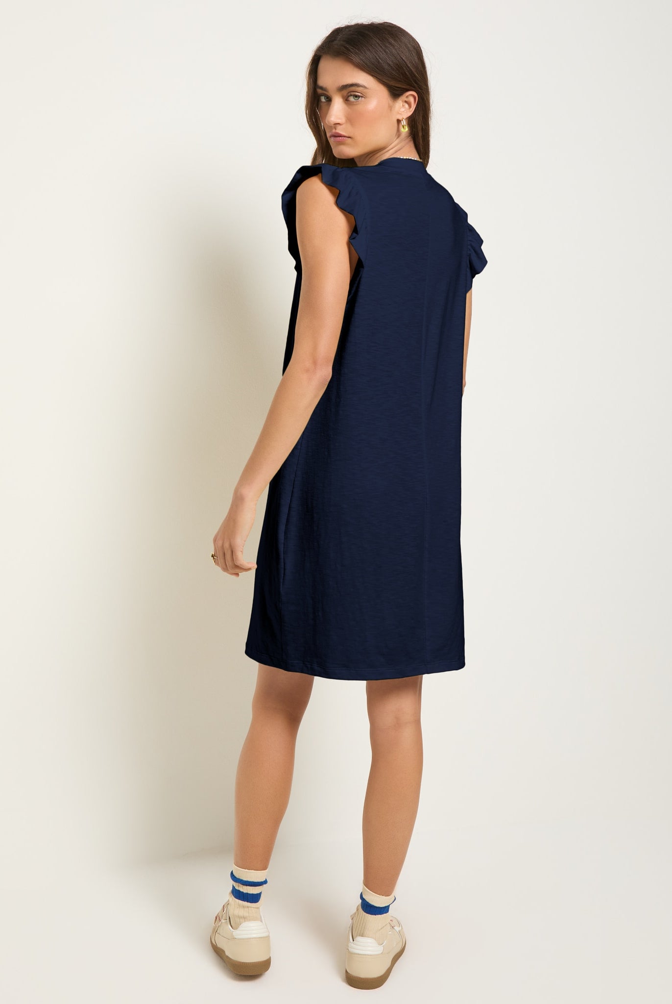 Sapphire $|& SEAS Bliss Ruffle Sleeve Short Dress - SOF Back