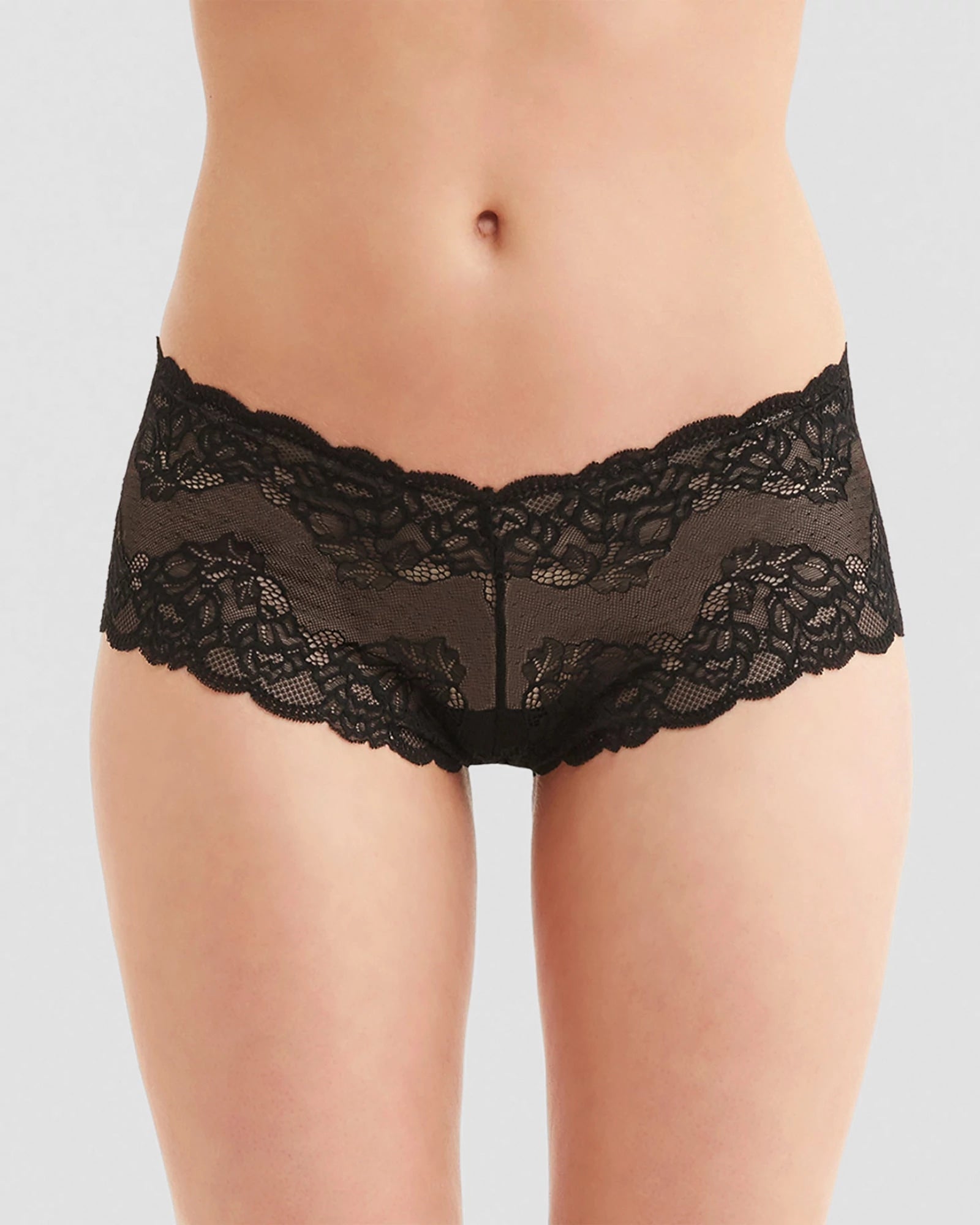 Black/Sand/Tango Red $|& Montelle Lace Cheeky Boyshort 3 Pack - VOF Detail