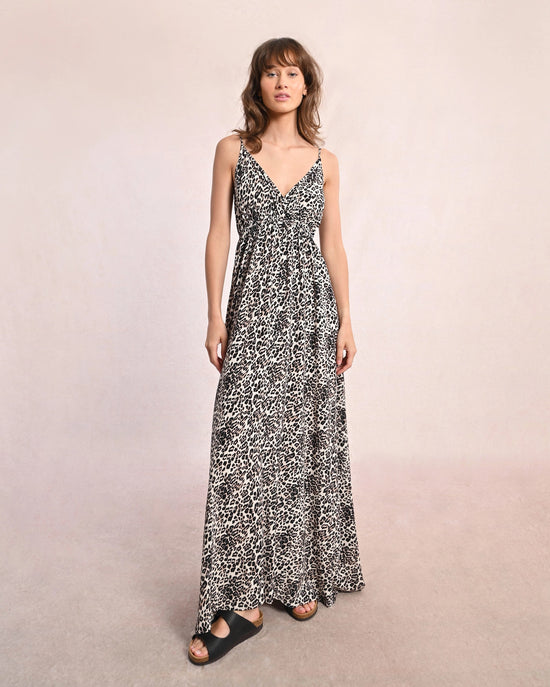 Beige Geeta $|& Molly Bracken Animal Print Maxi Dress - VOF Front