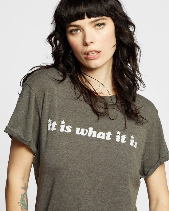 Vintage Black $|& Recycled Karma It Is What It Is Graphic Tee - Hanger Back