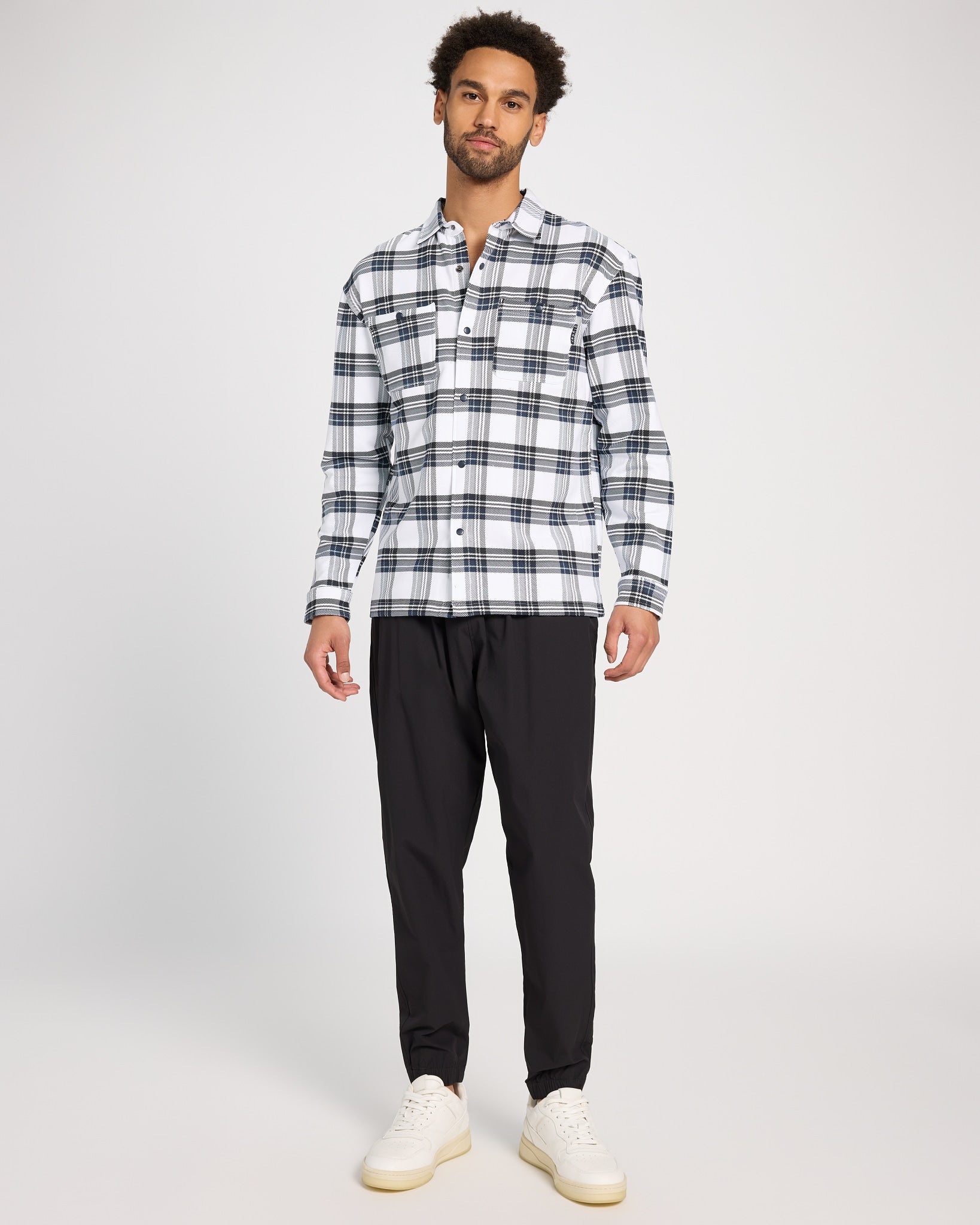 Navy/White Brandon Plaid $|& Glyder Trek Shirt - UGC On Fig