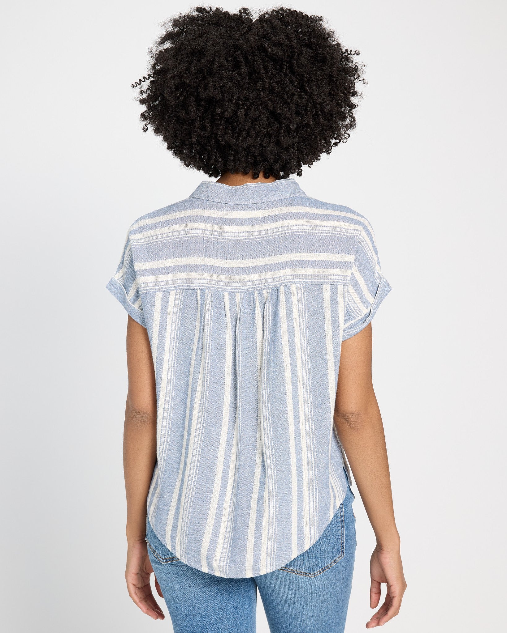 Ivory Blue $|& Thread & Supply Benny Button Front Shirt - SOF Back