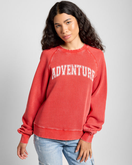 Red $|& Thread & Supply Jordan Adventure Long Sleeve Graphic Sweatshirt - SOF Front